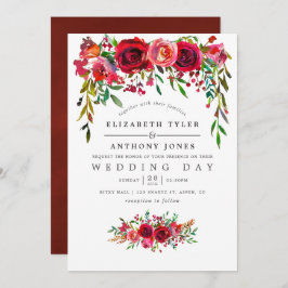 Invitación a la boda floral acuarela