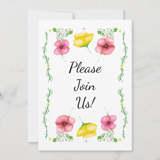 Invitación a la boda floral acuarela (Anverso)