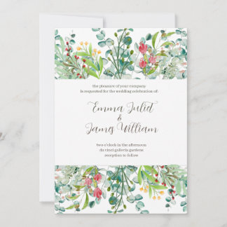 Invitación a la boda floral acuarela