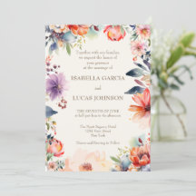 Invitación a la boda floral acuarela