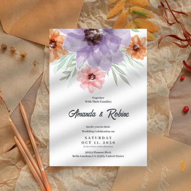 Invitación a la boda floral acuarela (Subido por el creador)