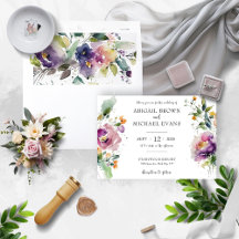 Invitación a la boda floral acuarela