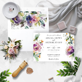 Invitación a la boda floral acuarela