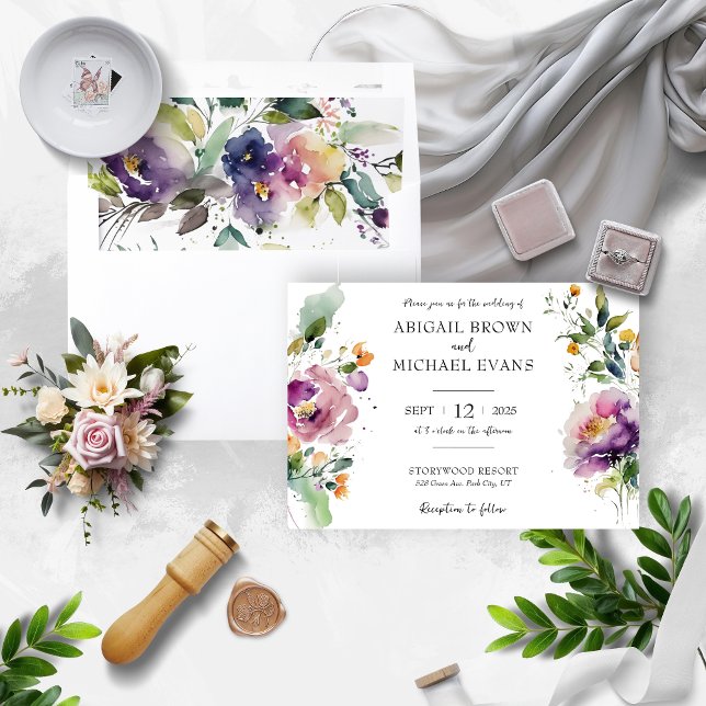 Invitación a la boda floral acuarela (Subido por el creador)