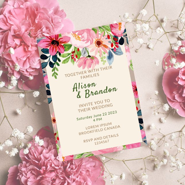 Invitación a la boda floral acuarela (Subido por el creador)