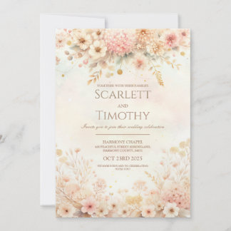 Invitación a la boda floral acuarela