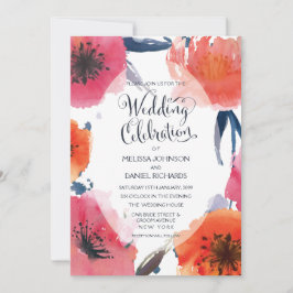 Invitación a la boda floral acuarela de la Marina