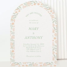 Invitación a la boda floral acuarela naranja