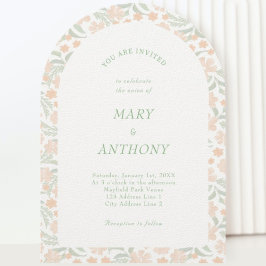 Invitación a la boda floral acuarela naranja