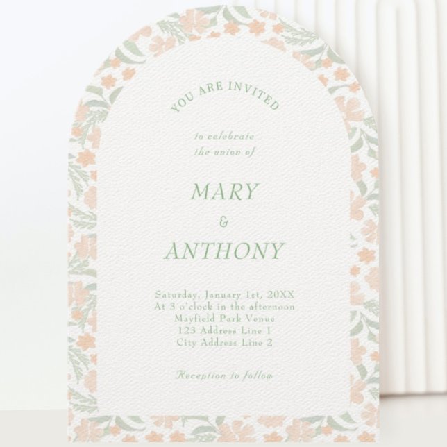 Invitación a la boda floral acuarela naranja (Subido por el creador)