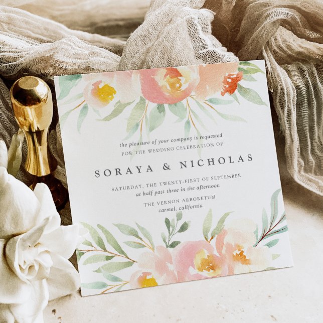 Invitación a la boda floral Airy | Cuadrado (Subido por el creador)
