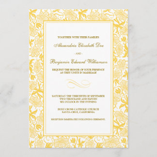 Invitación a la boda floral amarilla