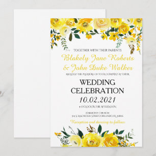 Invitación a la boda floral amarilla