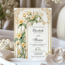 Invitación a la boda floral amarilla