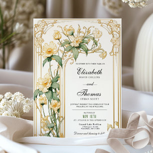 Invitación a la boda floral amarilla