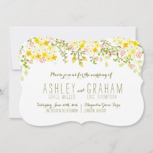 Invitación a la boda floral amarilla con gloria de