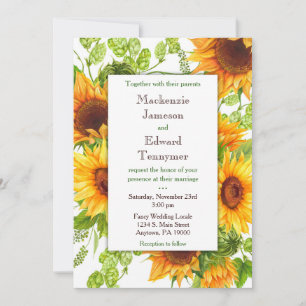 Invitación a la boda floral amarilla de los giraso