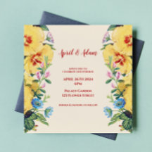 Invitación a la boda floral amarilla de primavera 