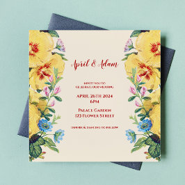 Invitación a la boda floral amarilla de primavera 