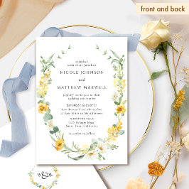 Invitación a la boda floral amarilla y blanca de m