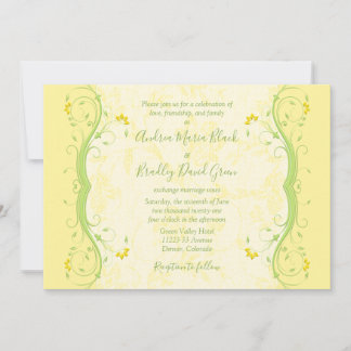 Invitación a la boda floral amarilla y verde