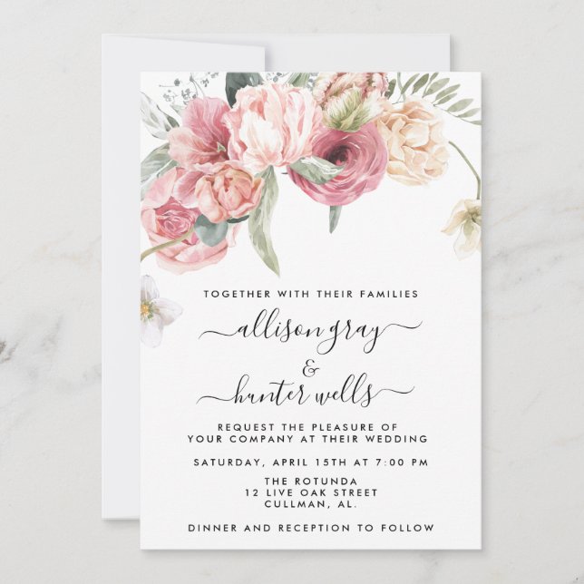 Invitación a la boda floral | Annabeth (Anverso)