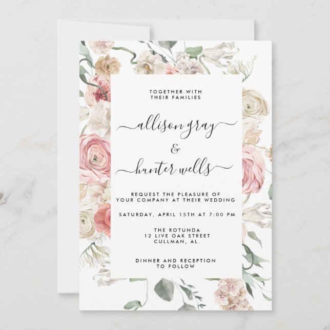 Invitación a la boda floral | Annabeth (Anverso)