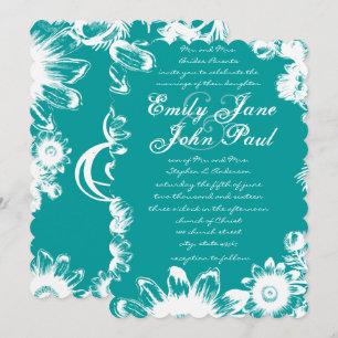 Invitación a la boda floral Arcadia Minty Blue Boh