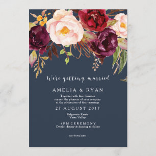 Invitación a la boda floral Armada de Borgoña