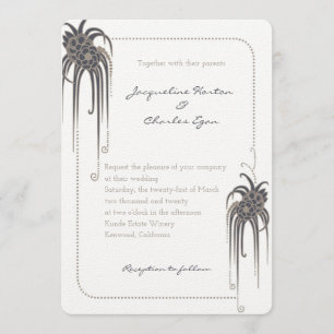 Invitación a la boda floral art decó