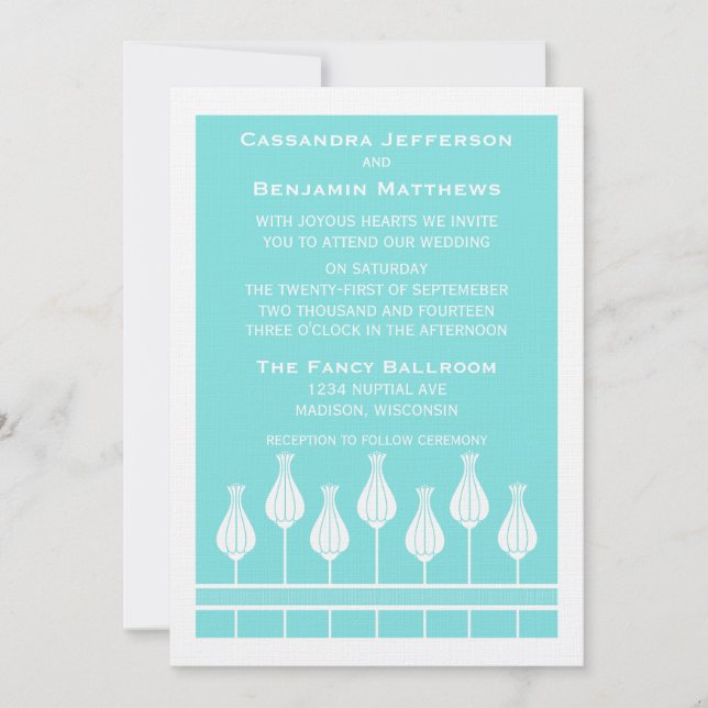 Invitación a la boda floral Art Deco (Anverso)