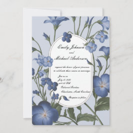Invitación a la boda floral azul