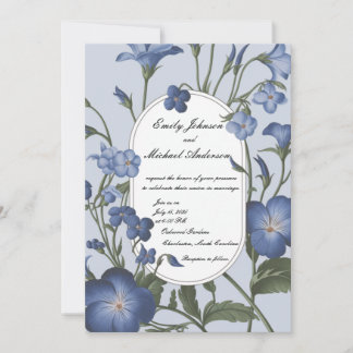 Invitación a la boda floral azul