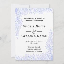 Invitación a la boda floral azul