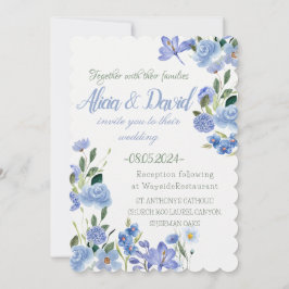 Invitación a la Boda Floral Azul.
