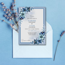 Invitación a la boda floral azul