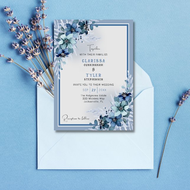 Invitación a la boda floral azul (Subido por el creador)