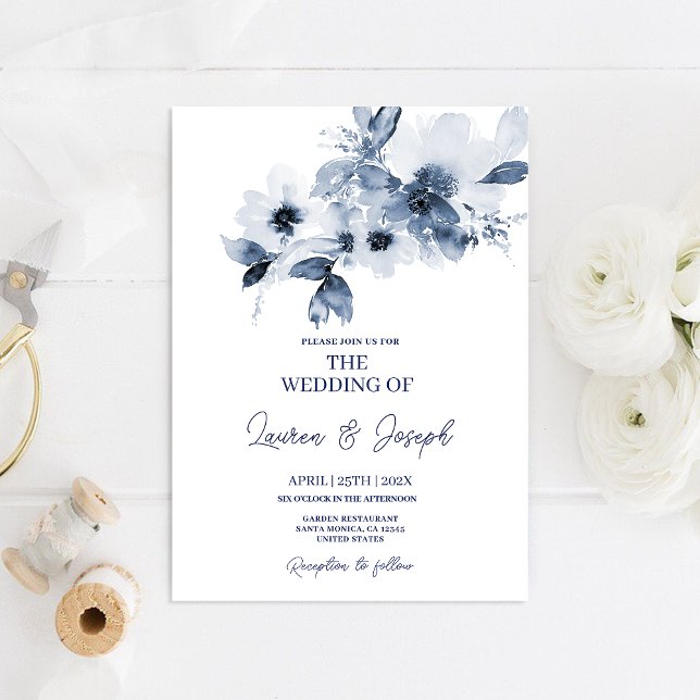 Invitación a la boda floral azul (Subido por el creador)