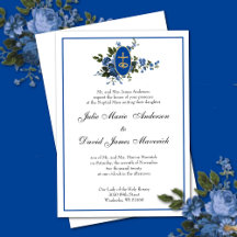 Invitación a la Boda Floral Azul