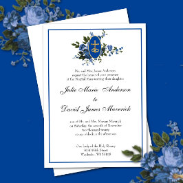 Invitación a la Boda Floral Azul
