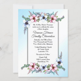 Invitación a la boda floral azul