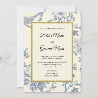 Invitación a la boda floral azul