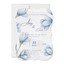 invitación a la boda floral azul