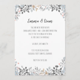 Invitación a la Boda Floral Azul Botánica