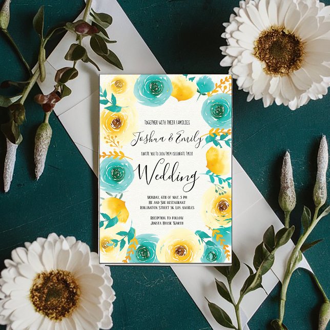Invitación a la boda floral azul de la Casa de la  (Subido por el creador)