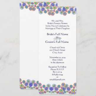 Invitación a la boda floral azul-moderna