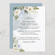 Invitación a la boda floral azul rústica