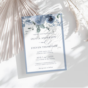 Invitación a la boda floral azul turquesa moderna