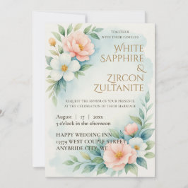 Invitación a la boda floral azul y Rubor