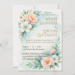 Invitación a la boda floral azul y Rubor